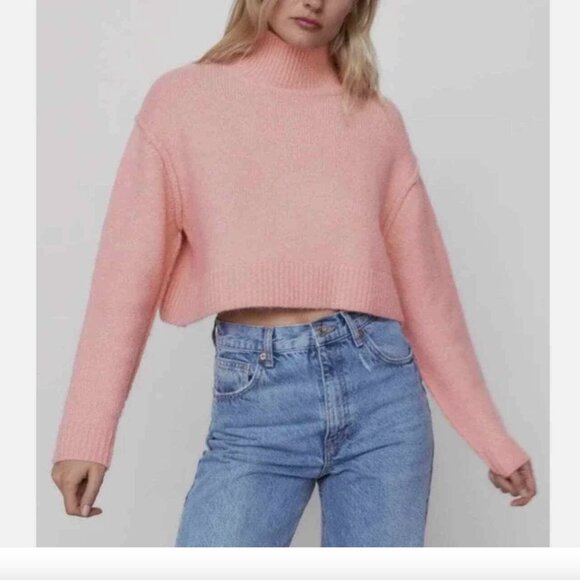 NWT ZARA Women's Cropped Turtleneck Pullover - Picture 4 of 10